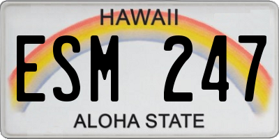 HI license plate ESM247