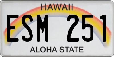 HI license plate ESM251
