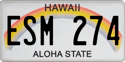 HI license plate ESM274