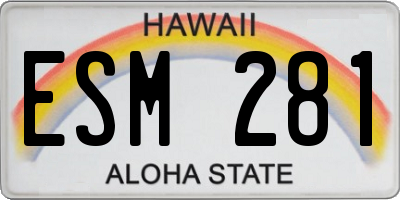 HI license plate ESM281