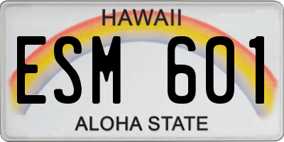 HI license plate ESM601