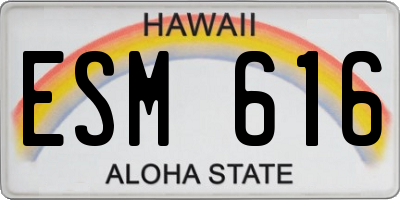 HI license plate ESM616