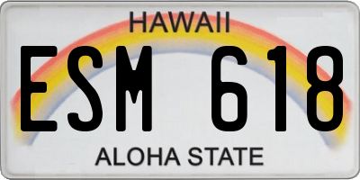 HI license plate ESM618