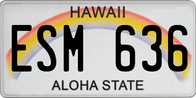 HI license plate ESM636