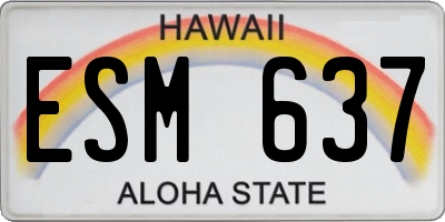 HI license plate ESM637