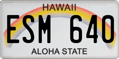 HI license plate ESM640
