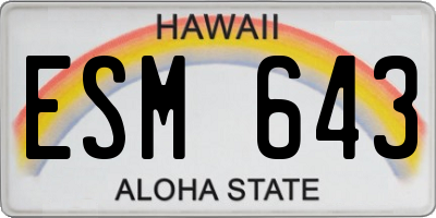 HI license plate ESM643
