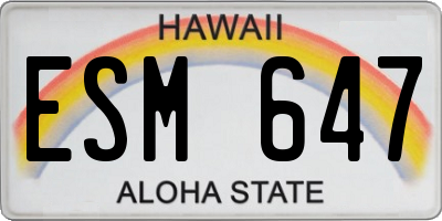 HI license plate ESM647