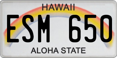 HI license plate ESM650