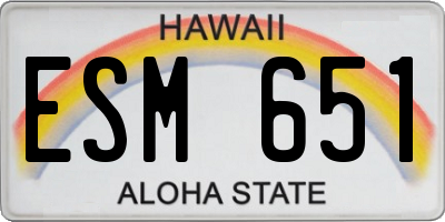 HI license plate ESM651