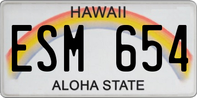 HI license plate ESM654