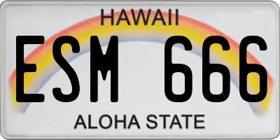 HI license plate ESM666