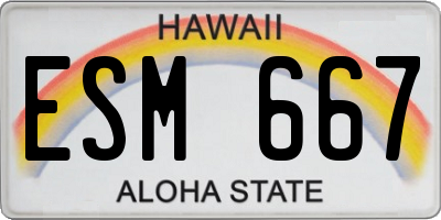 HI license plate ESM667
