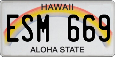 HI license plate ESM669
