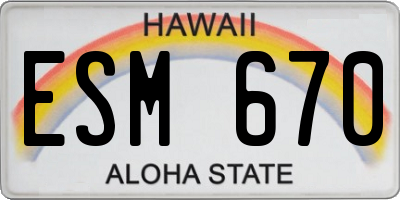 HI license plate ESM670