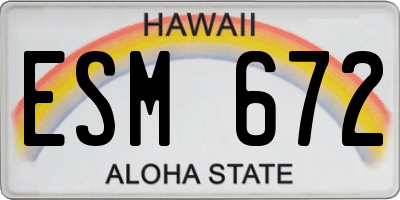 HI license plate ESM672