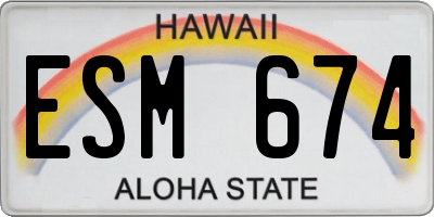 HI license plate ESM674