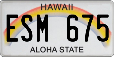 HI license plate ESM675