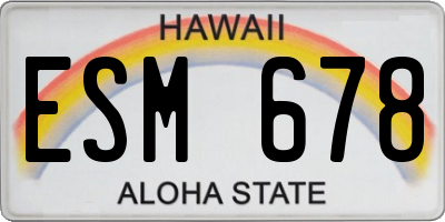 HI license plate ESM678