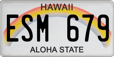 HI license plate ESM679