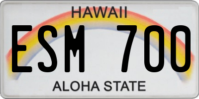 HI license plate ESM700