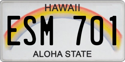 HI license plate ESM701
