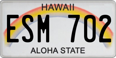 HI license plate ESM702