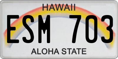 HI license plate ESM703