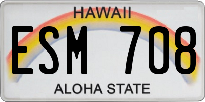 HI license plate ESM708