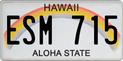 HI license plate ESM715