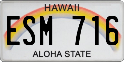 HI license plate ESM716