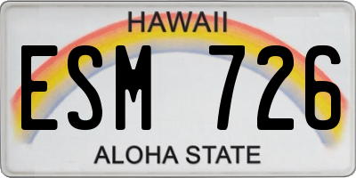 HI license plate ESM726