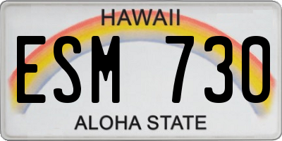 HI license plate ESM730