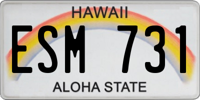 HI license plate ESM731