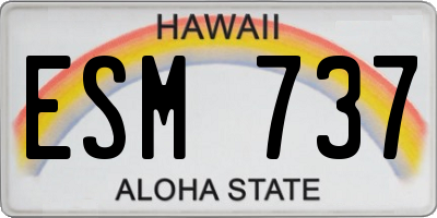 HI license plate ESM737