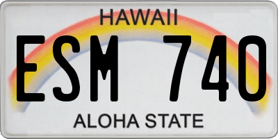 HI license plate ESM740