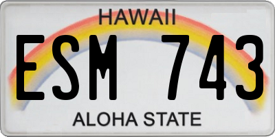 HI license plate ESM743