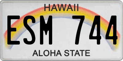 HI license plate ESM744