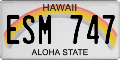 HI license plate ESM747