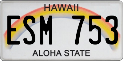 HI license plate ESM753