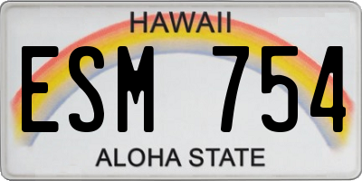 HI license plate ESM754