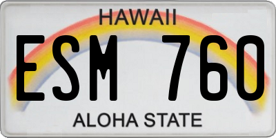 HI license plate ESM760