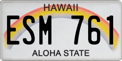HI license plate ESM761