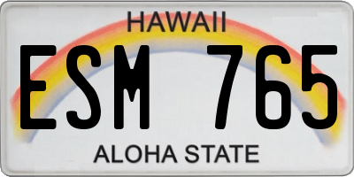 HI license plate ESM765
