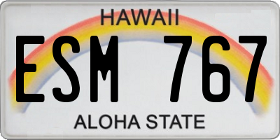 HI license plate ESM767