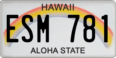 HI license plate ESM781