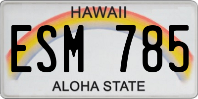 HI license plate ESM785