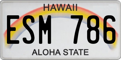 HI license plate ESM786