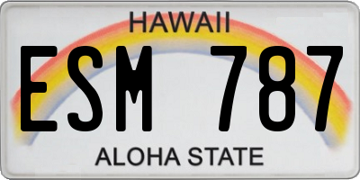 HI license plate ESM787