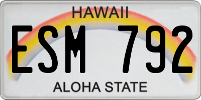 HI license plate ESM792